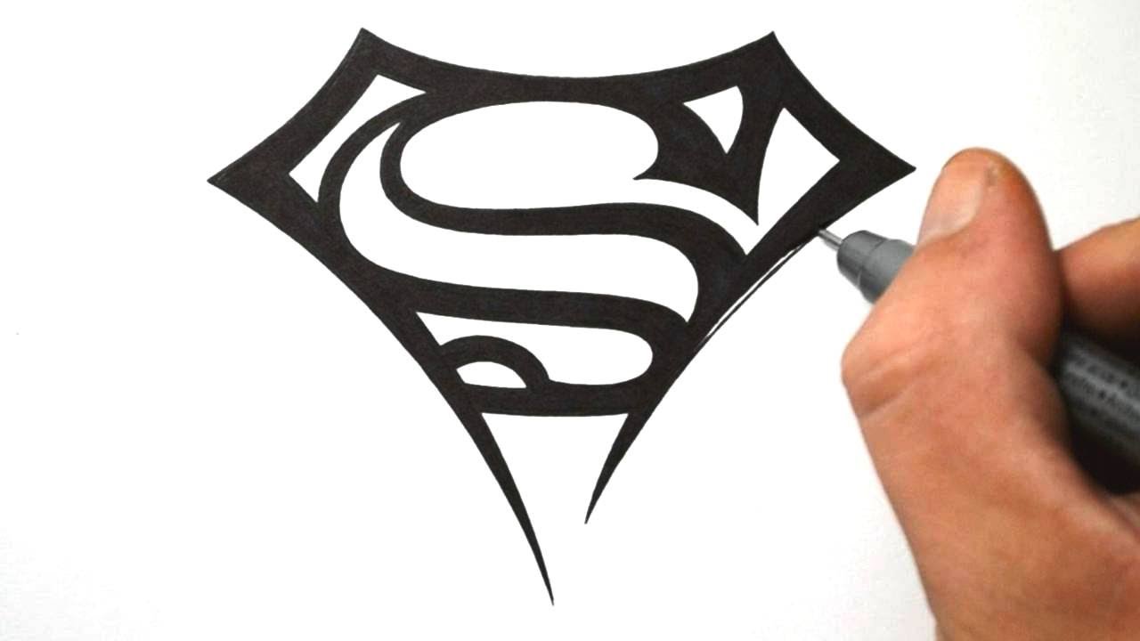 How to Draw Superman Logo Tribal Tattoo Design Style