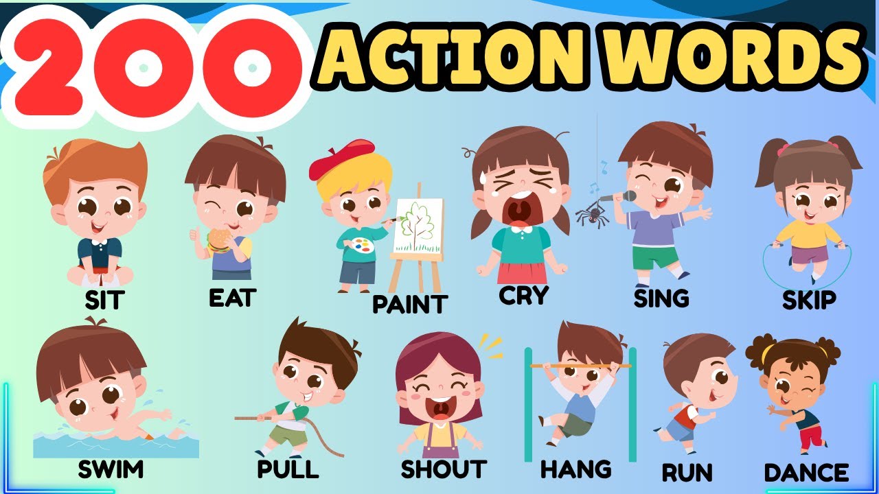 200 Action Words for Kids | Learn Verbs in English | Vocabulary Builder ...