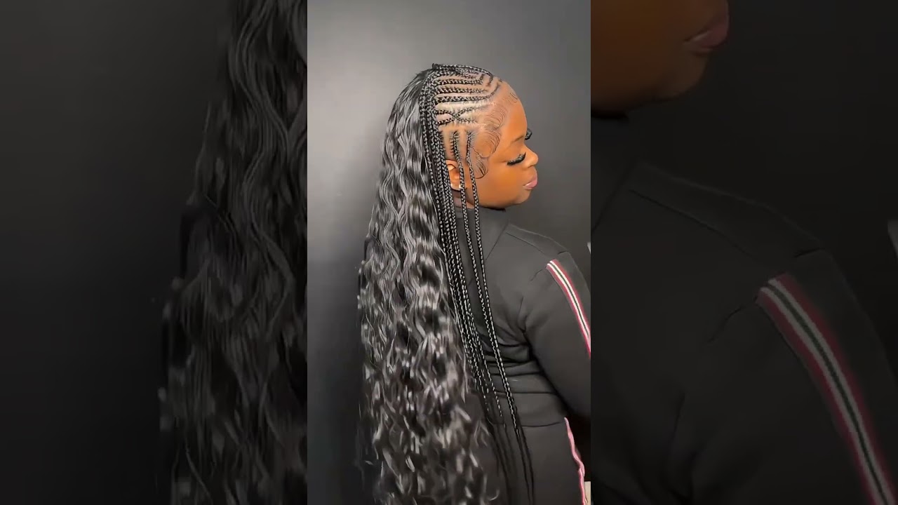 Natural wave half braids half sew in hairstyles.  