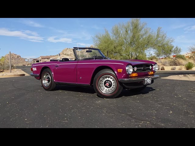 1973 Triumph TR6 in Magenta Paint aka Deep Purple & Engine Sound