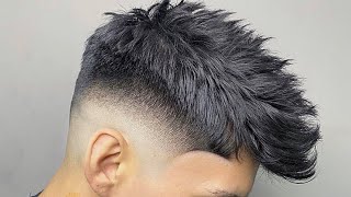 Corte de cabello desvanecido  más corte con tijera y peinado