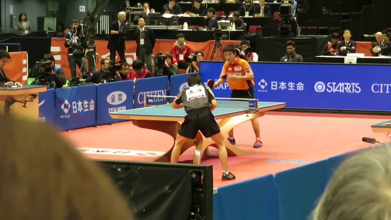 2018全日本卓球選手権 張本智和vs.水谷隼 試合前ラリー