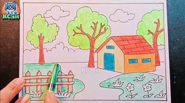 Những sắc màu thiên nhiên -Mĩ thuật lớp 5 bài 4 - ngôi nhà trong tranh - phong cảnh quê hương- KCzit