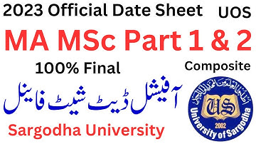 MA MSc 100% Confirm Official Date Sheet 2023 Sargodha University | MA MSc Date Sheet 2023 UOS
