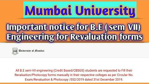 Mumbai University || Revaluation forms || Important notice for B.E (sem VII) Engineering