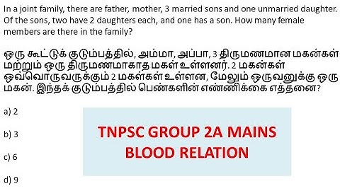 TNPSC Group 2a mains|Blood Relation | Reasoning Tnpsc #reasoningquestions #tnpscgroup2a