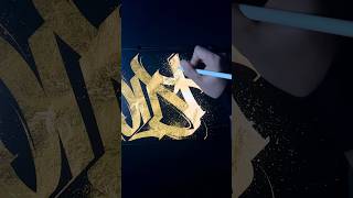 Gold Effect on letters in 4 easy steps in procreate✍🏻 #tutorial #graffiti #lettering #procreate
