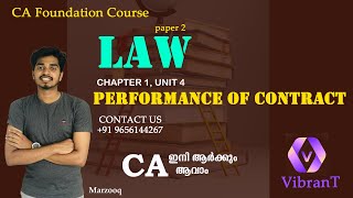 Performance of contract chapter 01 unit 4  part 01 ca foundation Malayalam classes by marzooq