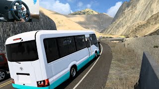 Driving Toyota Coaster Bus | Worlds Most Complicated Mountain Roads | Logitech G29 Gameplays screenshot 4