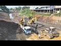 Nice Showing Action Construction​ River, Transaction Machinery, Bulldozer, Excavator, Dump Truck