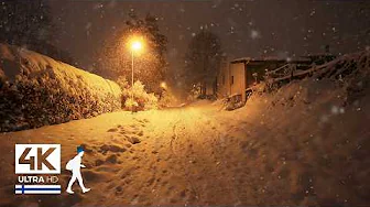 Therapeutic Night Walk in Heavy Snowfall ☃️ Järvenpää, Finland - Slow TV 4K