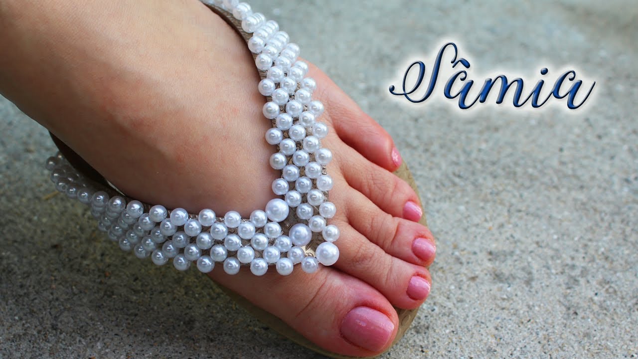 Chinelo decorado: Manta de pérolas para iniciantes (lucro certo💲💲💲)