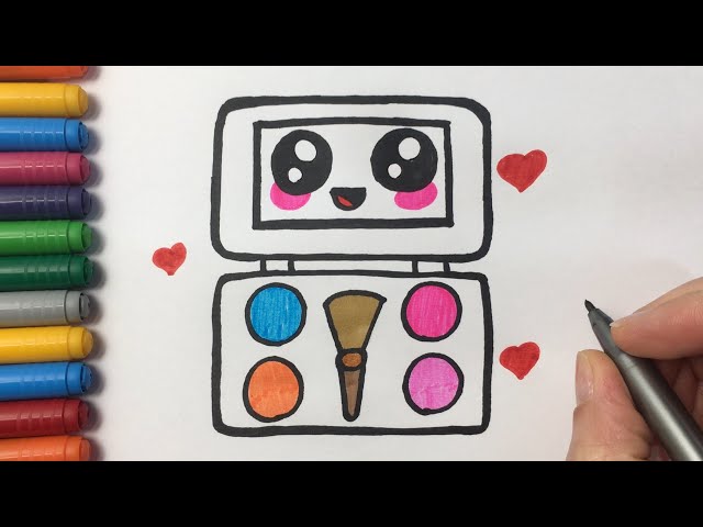 Maquiagem kawaii ❤ desenhos para desenhar fácil 😍 porta pincéis fofo  desenho. 