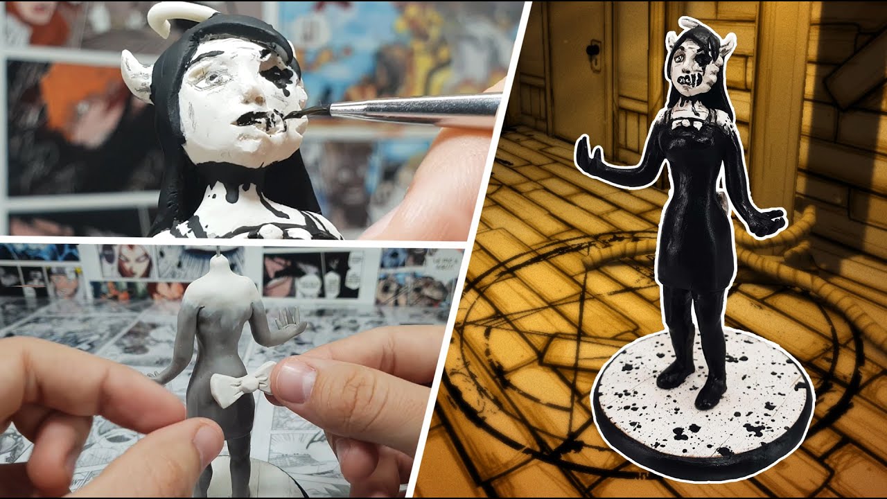 How to make INK ALICE from the game BATIM ⚫⚪⚫ Polymer Clay Tutorial ⚫⚪⚫ ...