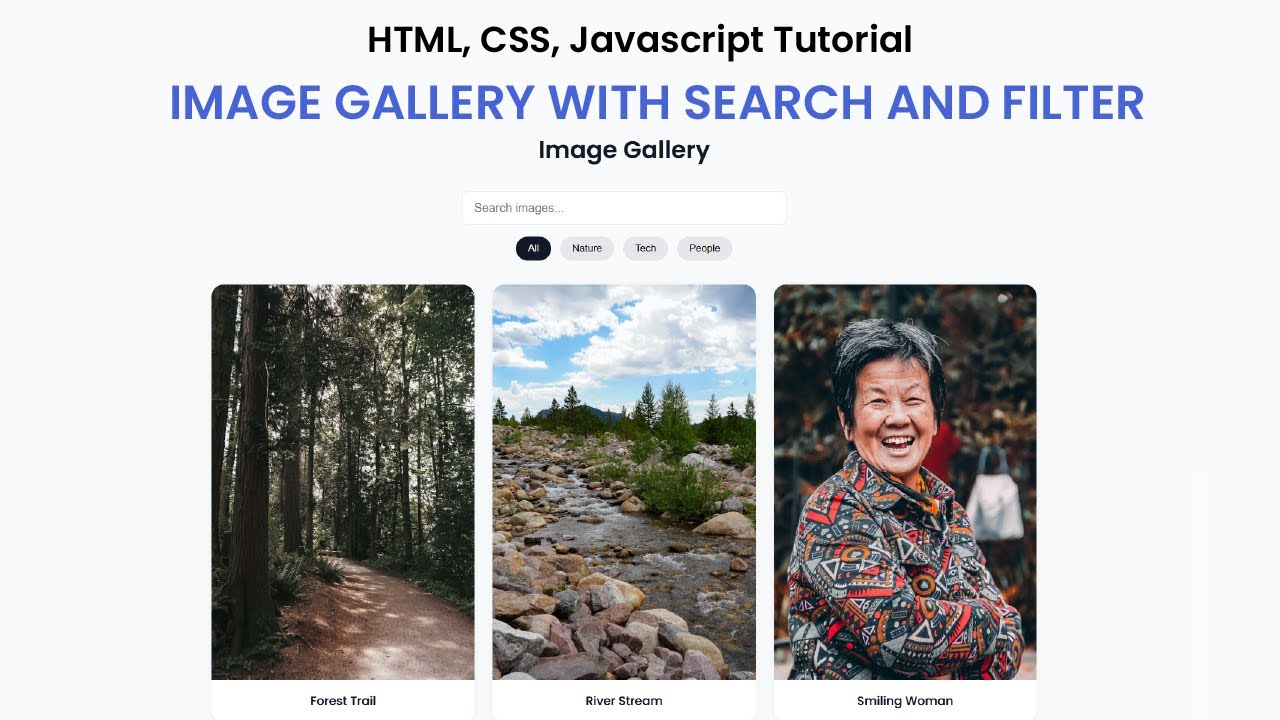 Create a Filterable Image Gallery with Search | HTML, CSS & JavaScript ...
