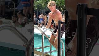 Famous Pool Party 🏊‍♂️ friend caught me lacking and got this sneaky vid 💪🏼 #model #fitness Wealth