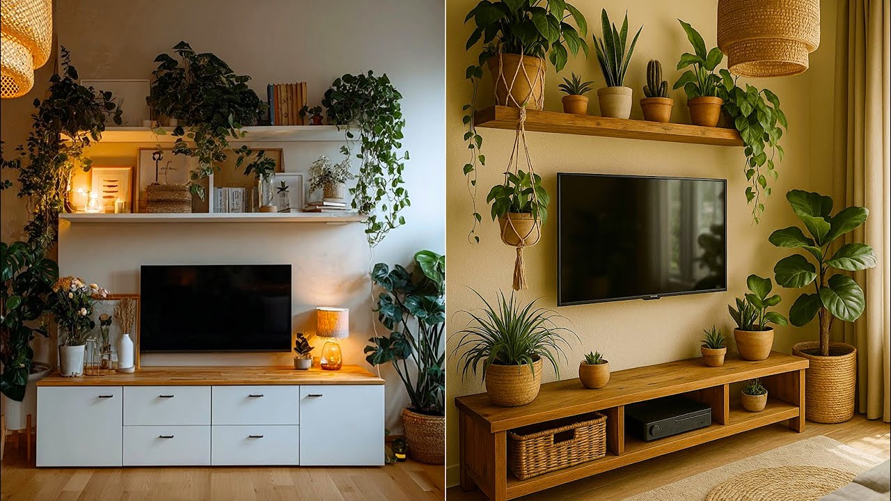 Идеи дизайна тумбы под телевизор в богемном стиле 2026 | Тренды дизайна интерьера и современный д...