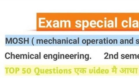 Mechanical operation and solid handling (MOSH) Mcqs.