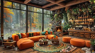 Jazz Relaxing Music with Late Summer Rain in Cozy Coffee Shop Ambience☕ Cafe Jazz Music to Relax