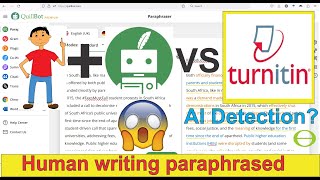 Quillbot paraphrased and rephrased human writing versus Turnitin AI detection