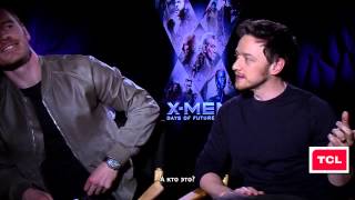 X-Men Days of Future Past Interview. Jackman photobombs