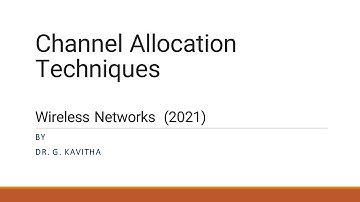 Channel Allocation Techniques - Wireless Networks (2021)