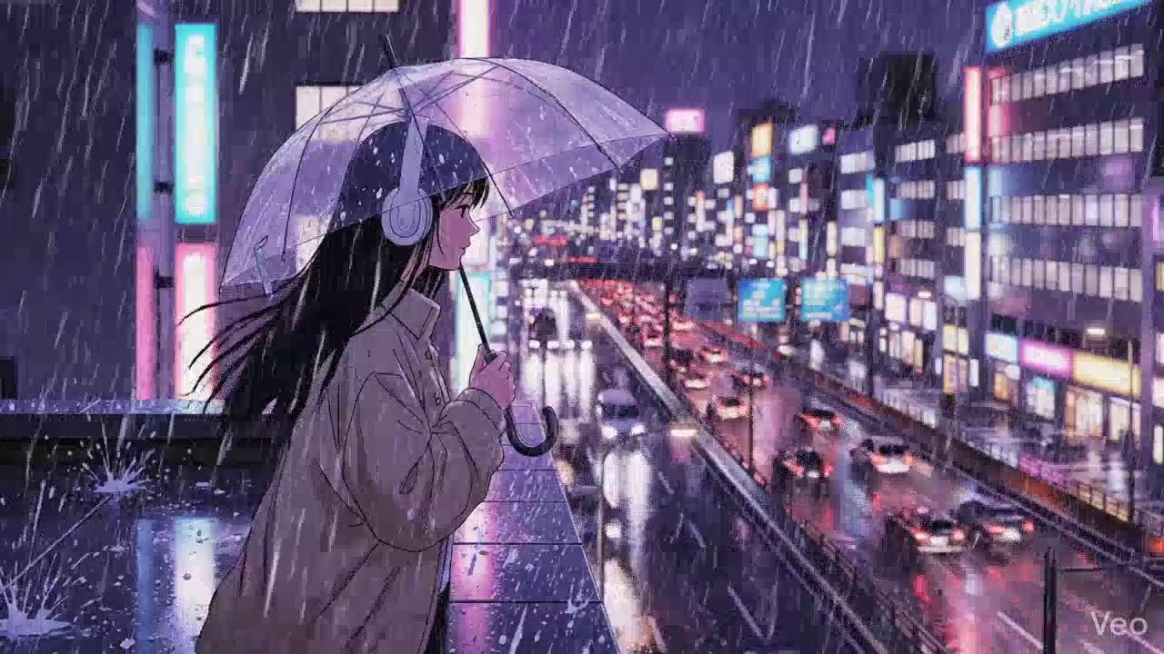 Rainy Night ASMR 🌧️ Neon Japan Lofi Chillhop