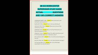 3M 303 Workcenter Supervisor Study Guide Actual Questions An video