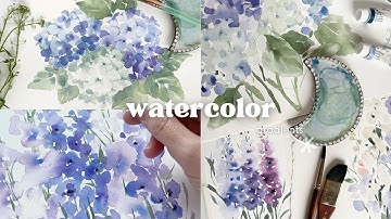 Watercolor Delphiniums; How to paint dreamy watercolor florals using gradients