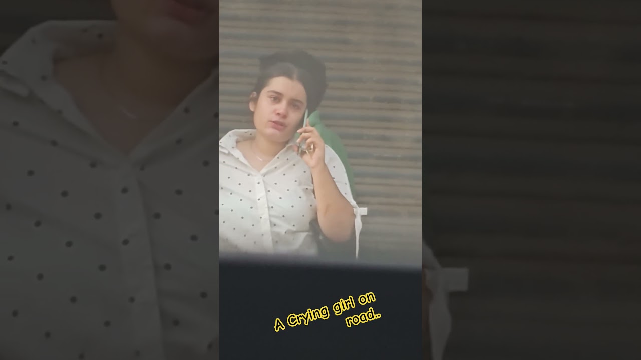 crying girl on road  