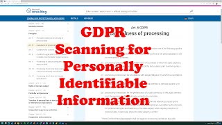 GDPR Scanning for Personally Identifiable Information