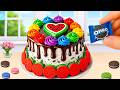 Mini Rainbow Oreo Chocolate Cake 🍪🌈 Satisfying Chocolate Drip Decorating | Tiny Cakes World