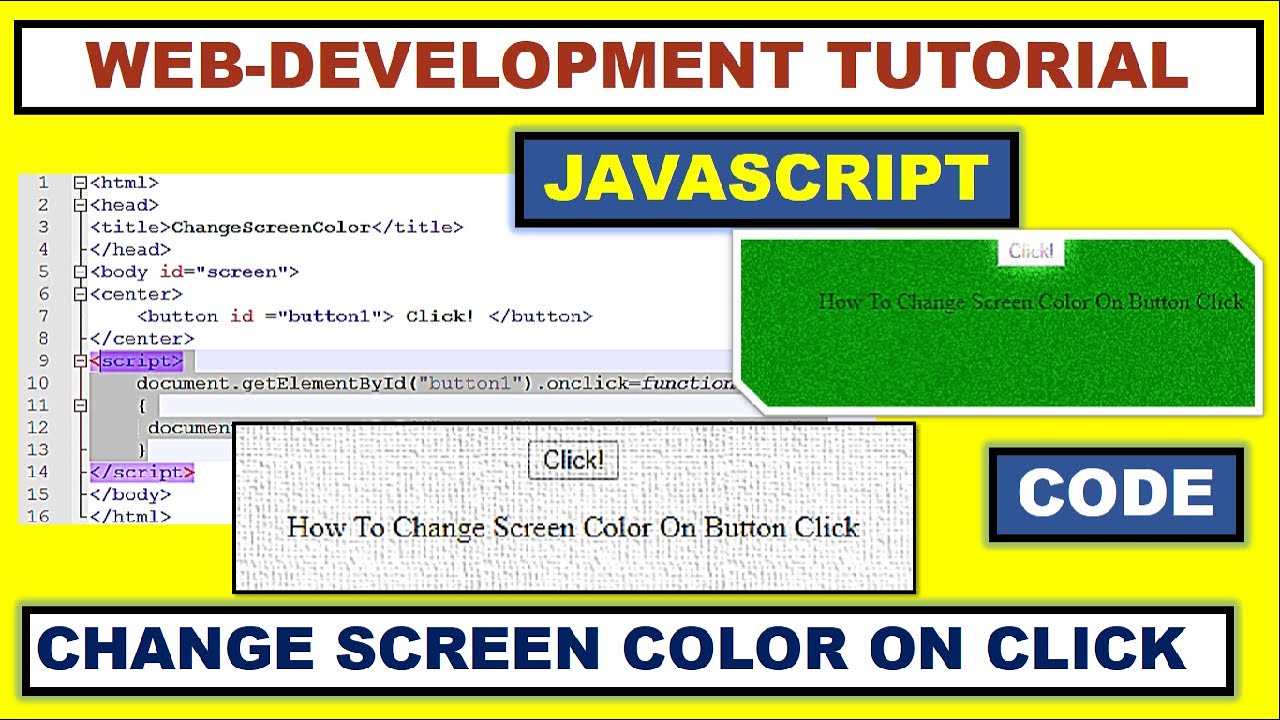 How to change screen color onClick in javascript?~xRay Pixy - YouTube