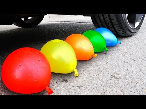 Crushing Experiments! &Car vs Crunchy Rainbow Giant Sline Balloons & Soft Things By Car