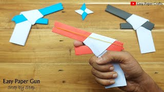 How to make a paper gun with a powerful shot / Easy paper toy gun / Easy paper toy ideas