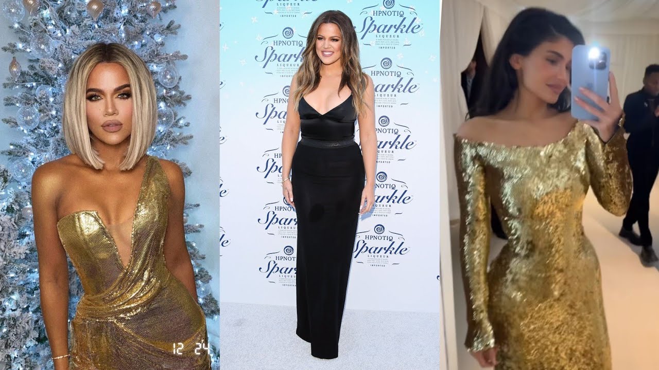 Kylie Jenner and Stormi Webster Match in Gold Gowns for the Kardashians