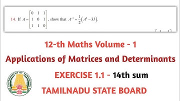 12th maths exercise 1.1 14th sum | Applications of matrices and determinants | TamilNadu Syllabus