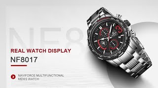 Metal watch of NAVIFORCE NF8017 multifunctional chronograph watch review real watch display