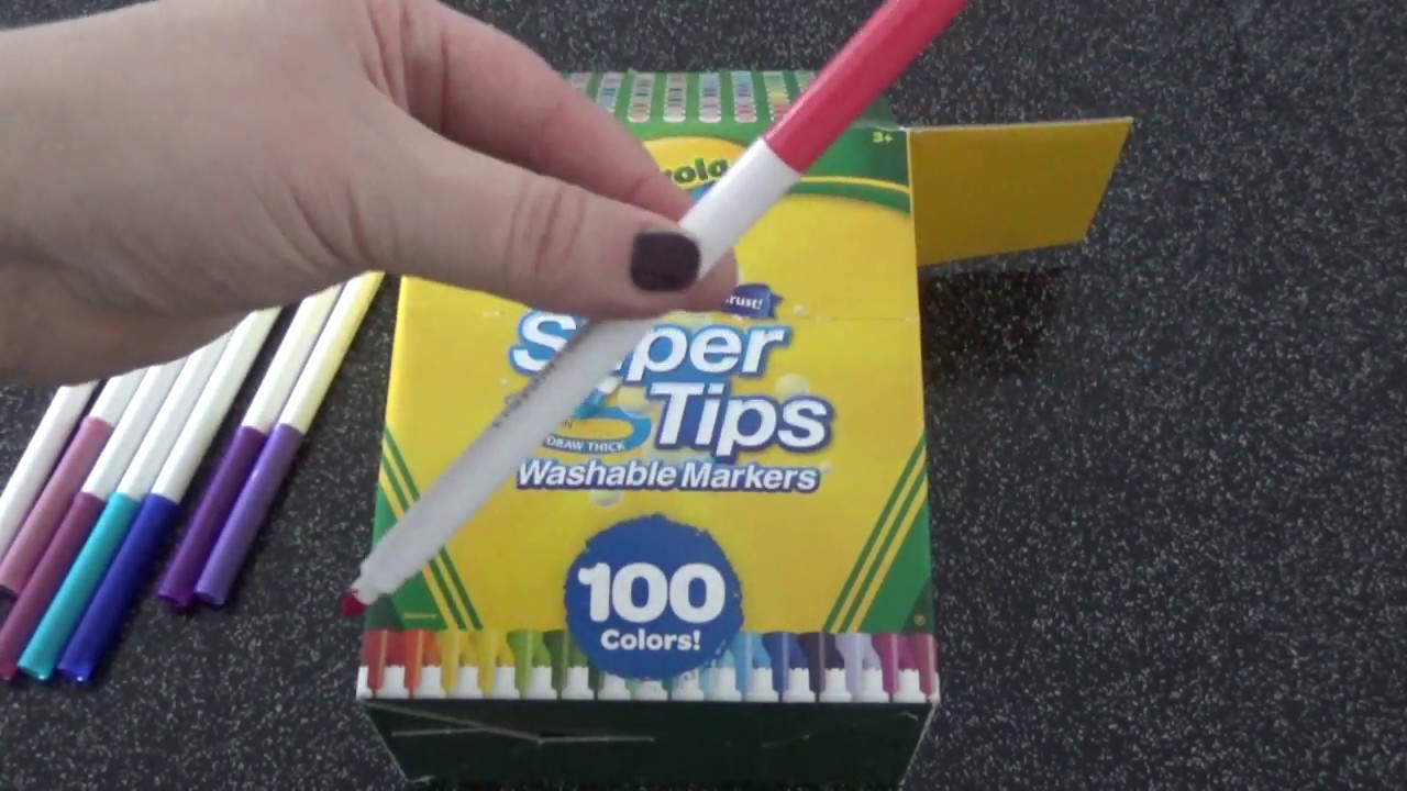 Présentation des feutres Crayola super tips washable markers
