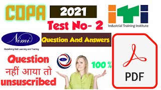 ITI COPA NiMi App Question & Answer 2021 || nimi mock test Question || Hindi PDF base ||Test 2