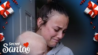 Mom with baby who's been in & out of the hospital is moved to tears with this Secret Santa surprise