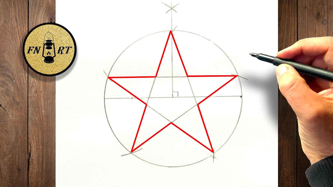 How to draw a 5 pointed star with a compass 