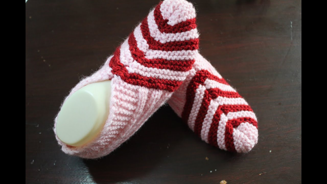 knitting easy socks on two 2 needles جوارب تريكو سهلة بإبرتين