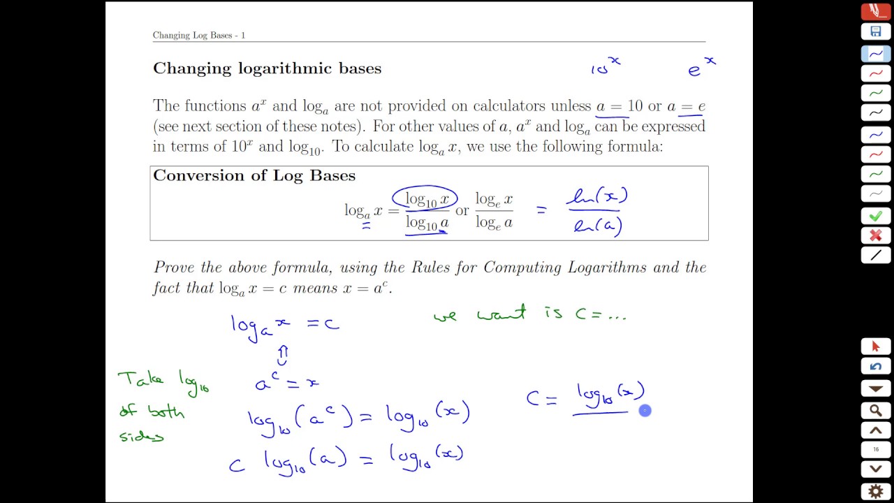 Unit 1-5 Changing Log Bases - MATH 121 - YouTube