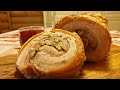 Рулет из свиной брюшины. Итальянская Поркетта. Клюквенный соус. Italian Porchetta. 4К.