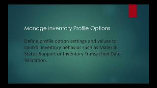 Manage Inventory Profile Options
