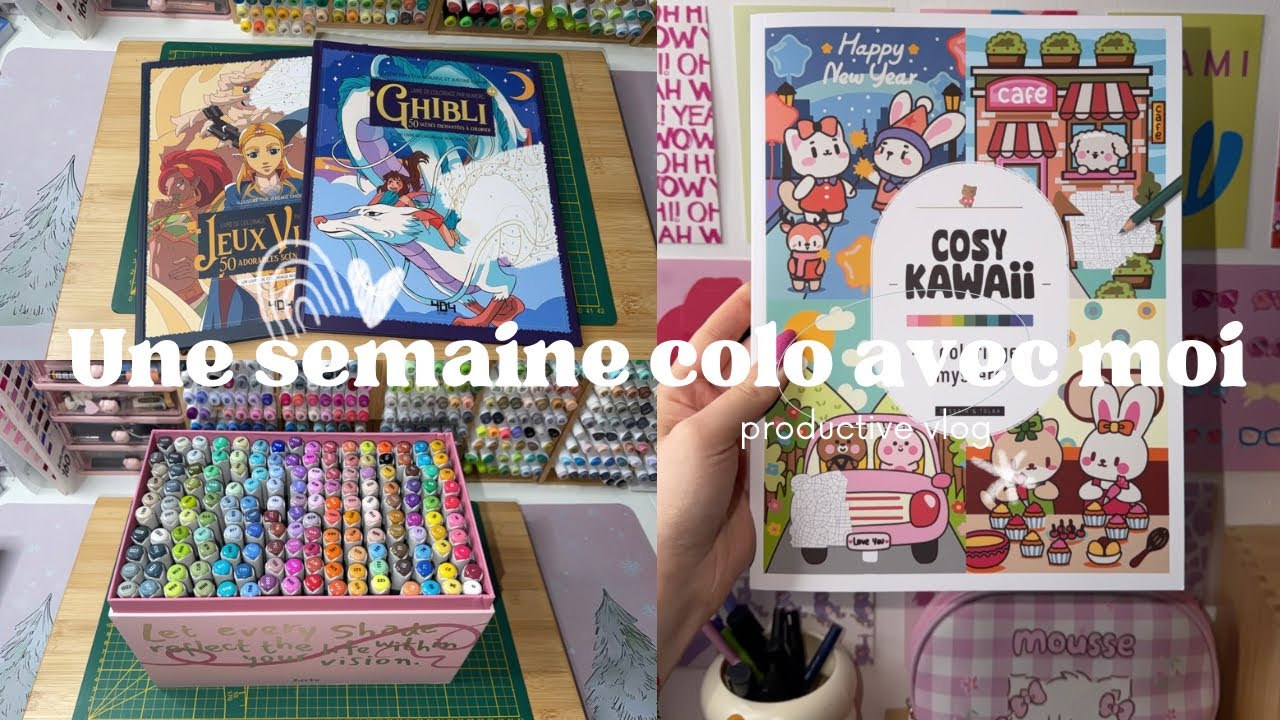 Une semaine de coloriage avec moi | Mes achats | 3 tutos Cosy Colo | Unboxing | Coloriage mystère 💓🌈