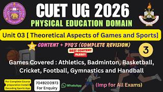 CUET UG Physical Education Unit 03 – Part C (Games & Sports) | Complete Theory + PYQs + Imp MCQs