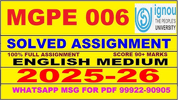 MGPE 006 solved assignment 2025-26 in English || mgpe 006 solved assignment 2026 || mgpe6 2025-26