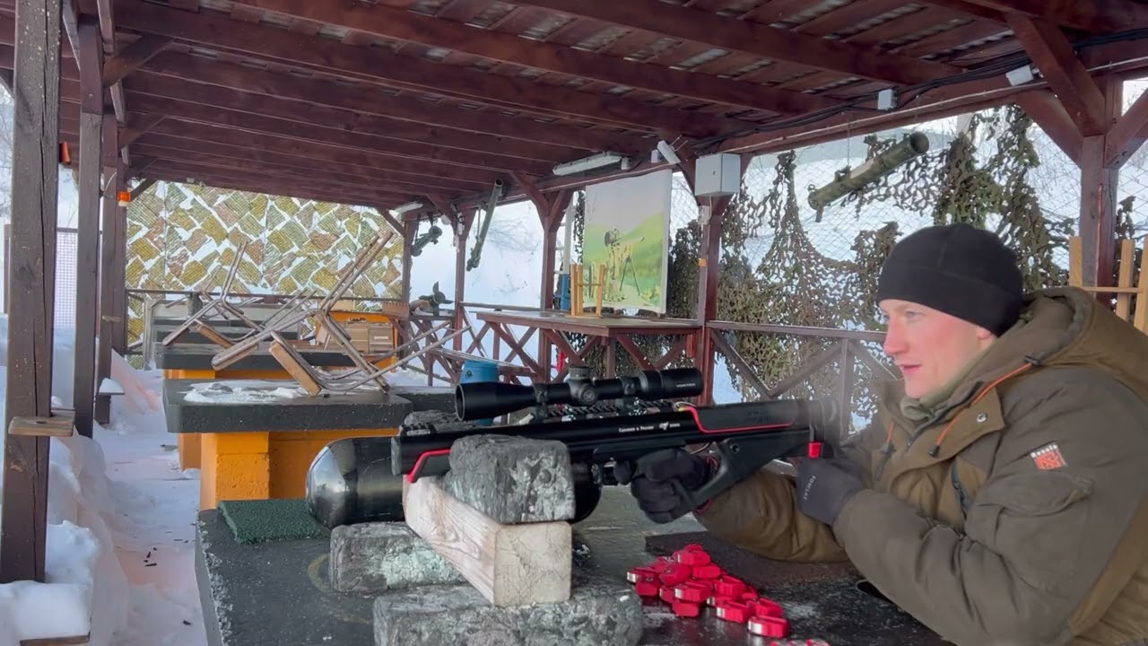 Отстрел винтовки Edgun Fenix 6,35 в мороз